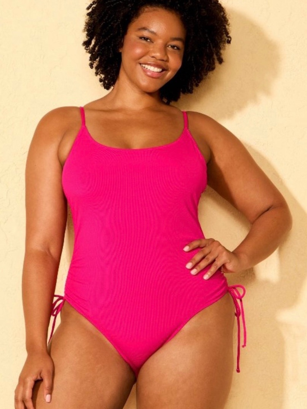 Women's Ribbed Adjustable
Drawstring Medium Coverage One Piece Swimsuit